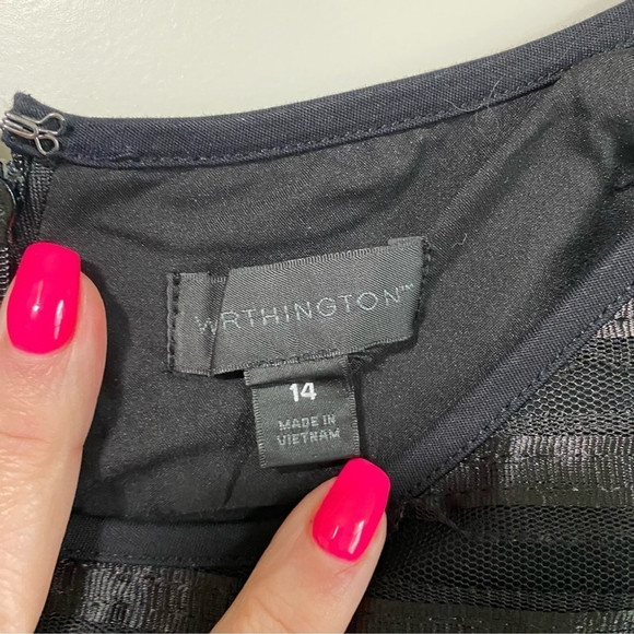 Worthington black sheath dress with lace sheer top detail sleeveless NWT size 14 - Picture 11 of 13